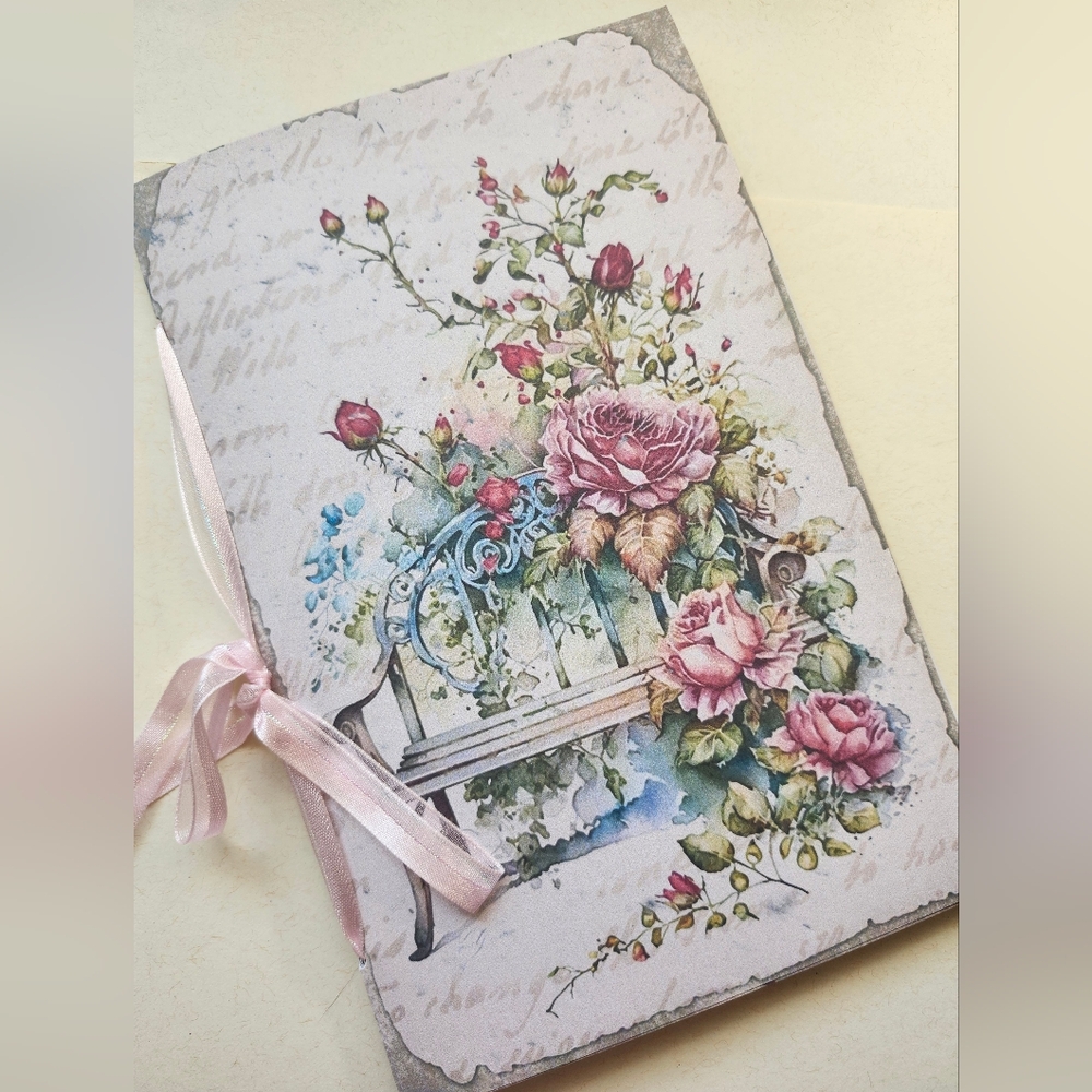 Junk Journal Booklet "TIMELESS ROSE" Vintage Garden Florals LG 8.5"x5.5 40pg